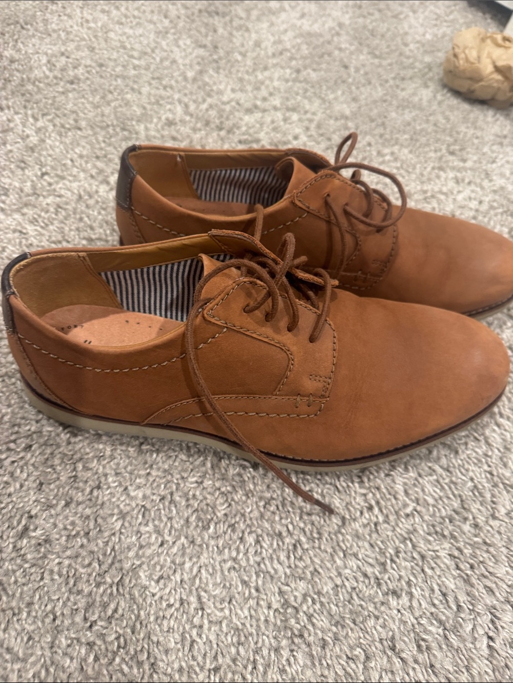 Clarks Men's Tan Suede Derby Lace-Up Shoes